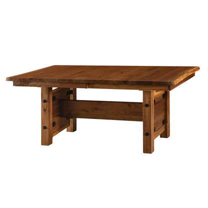 Hoosier Timbercraft Cromwell Rustic Walnut Trestle Dining Table