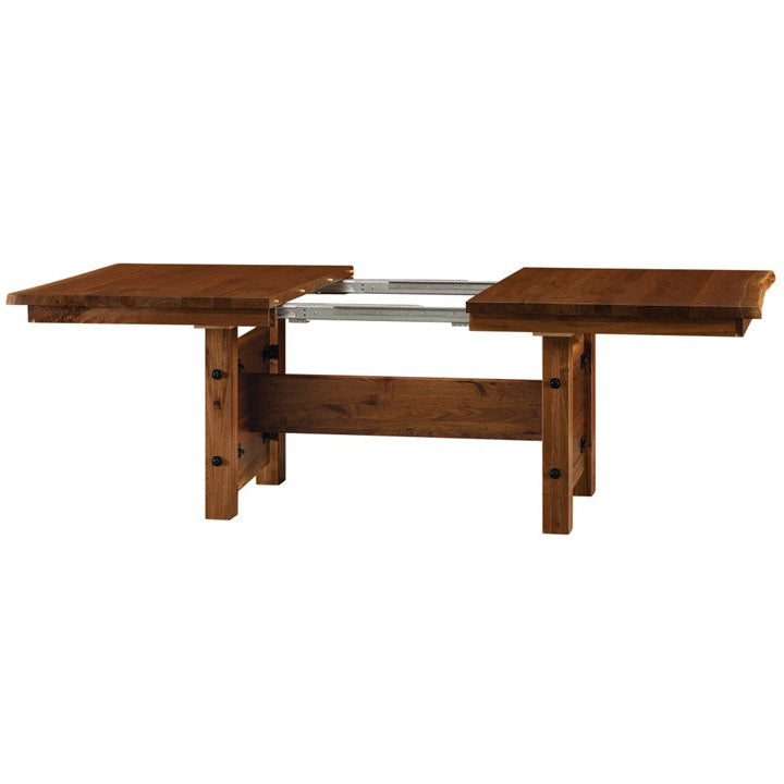 Hoosier Timbercraft Cromwell Rustic Walnut Trestle Dining Table