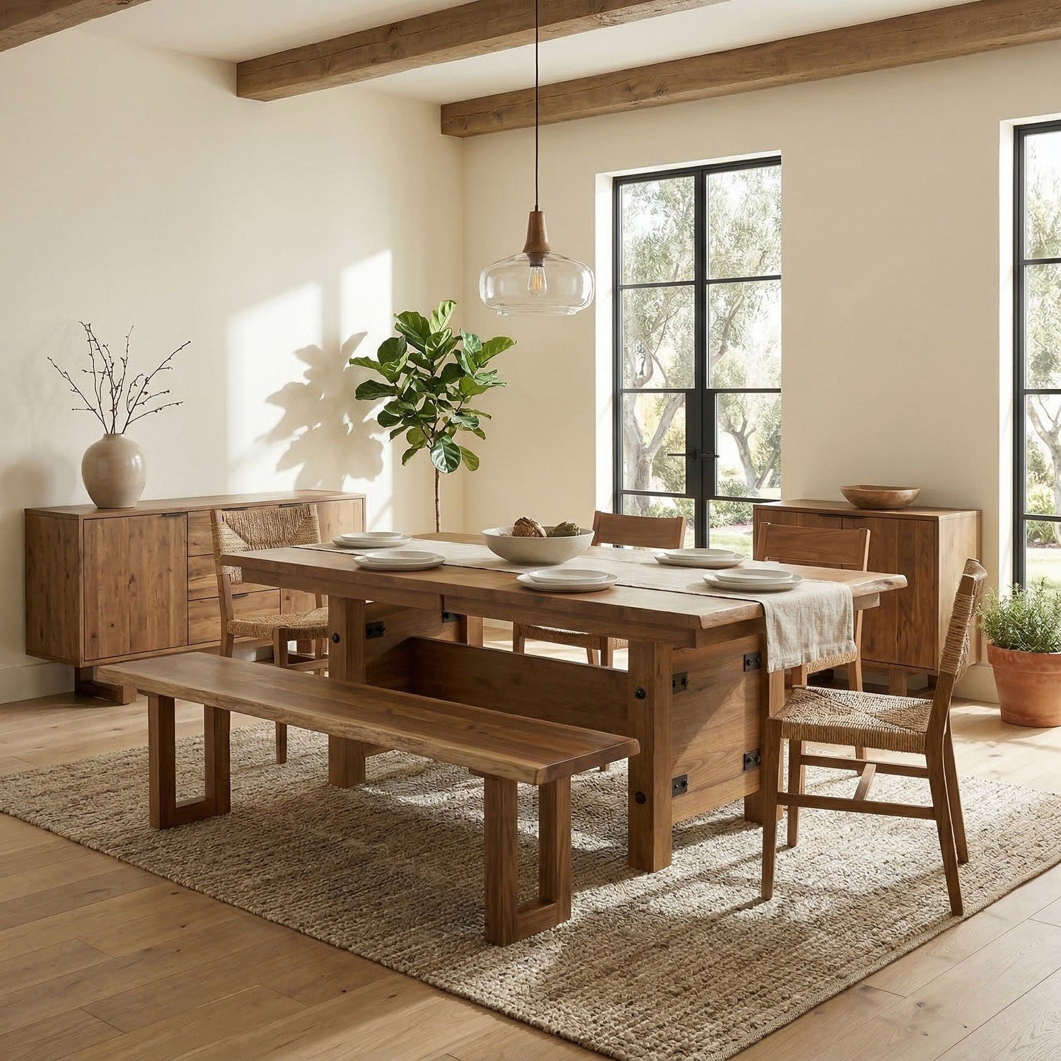 Hoosier Timbercraft Springfield Rustic Walnut Dining Bench