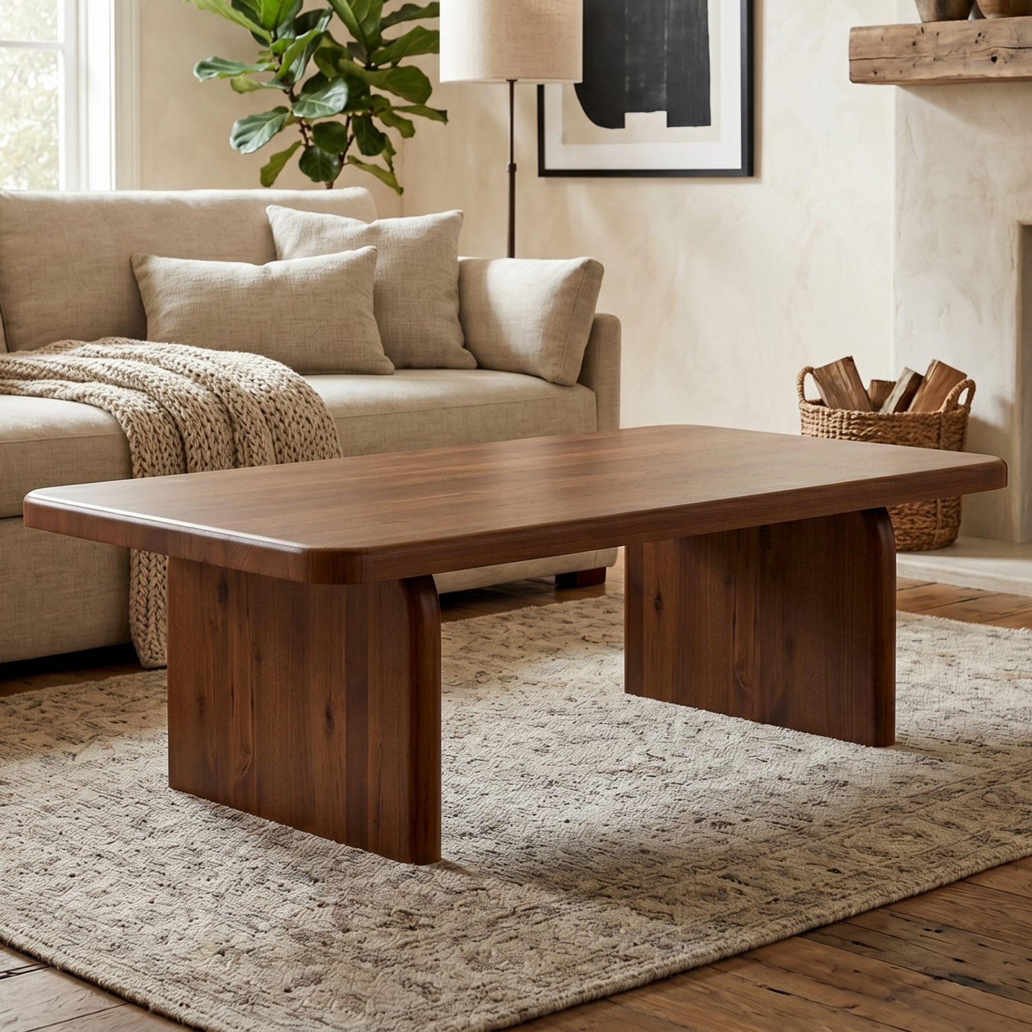 High Bank Woodworks Higley White Oak Coffee Table (Trestle)