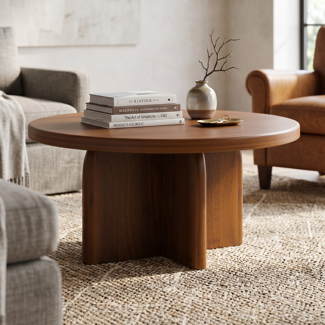 High Bank Woodworks Higley White Oak Round Pedestal Coffee Table