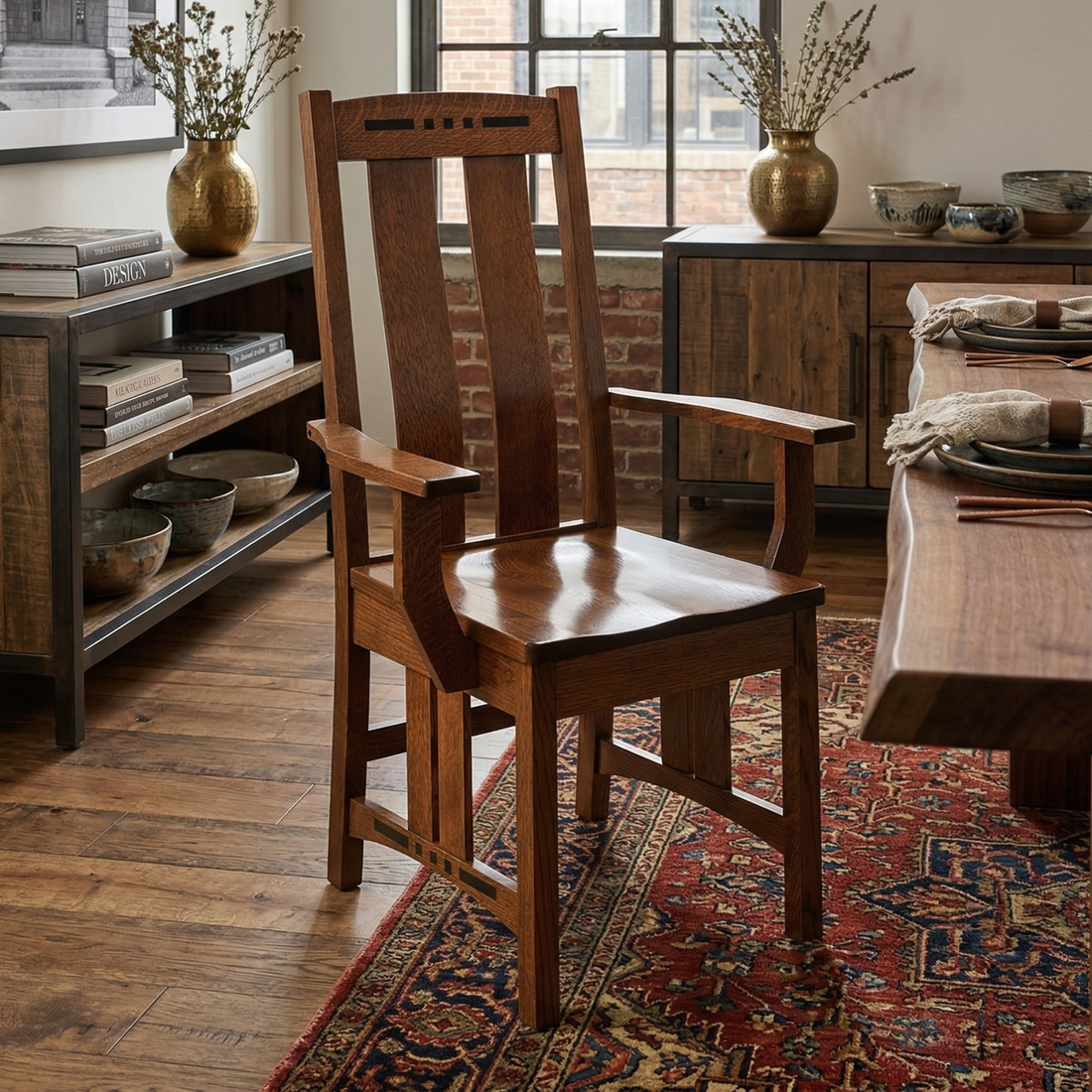 Hoosier Timbercraft Georgetown Oak Arm Dining Chair