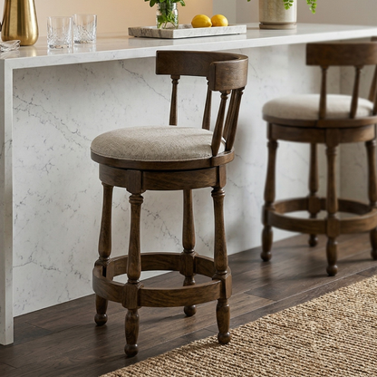Hoosier Timbercraft Perry Maple Swivel Barstool with Easton Top
