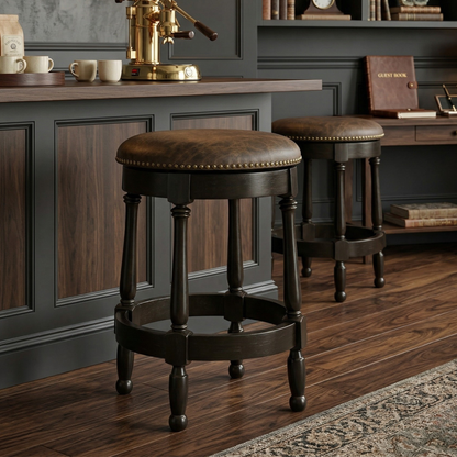 Hoosier Timbercraft Perry Maple Swivel Backless Barstool