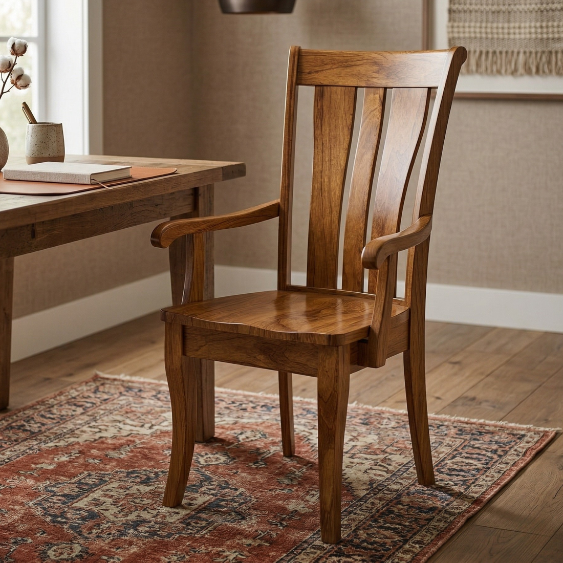 Hoosier Timbercraft Brighton Arm Cherry Dining Chair