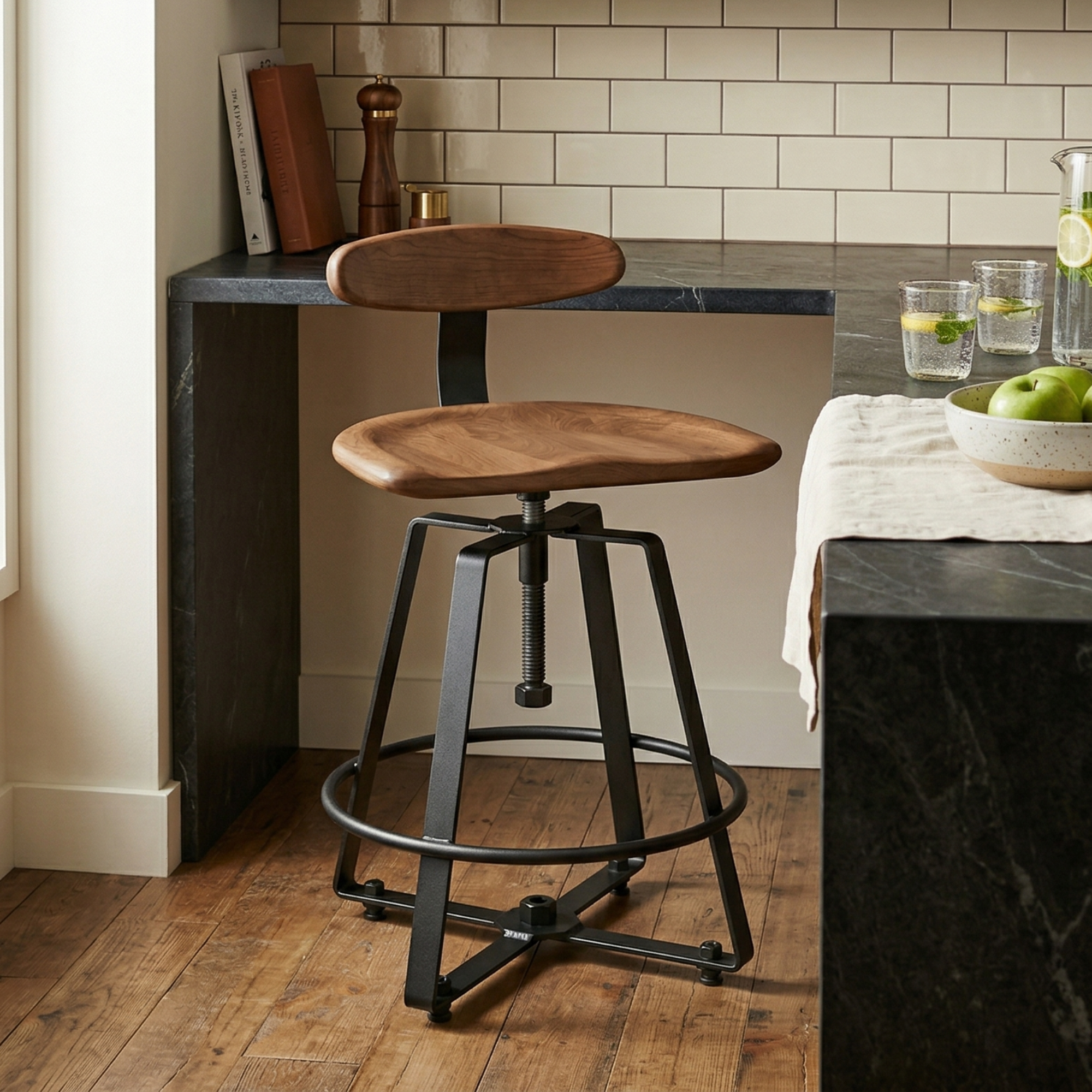 Hoosier Timbercraft Whitley Maple Barstool with Back