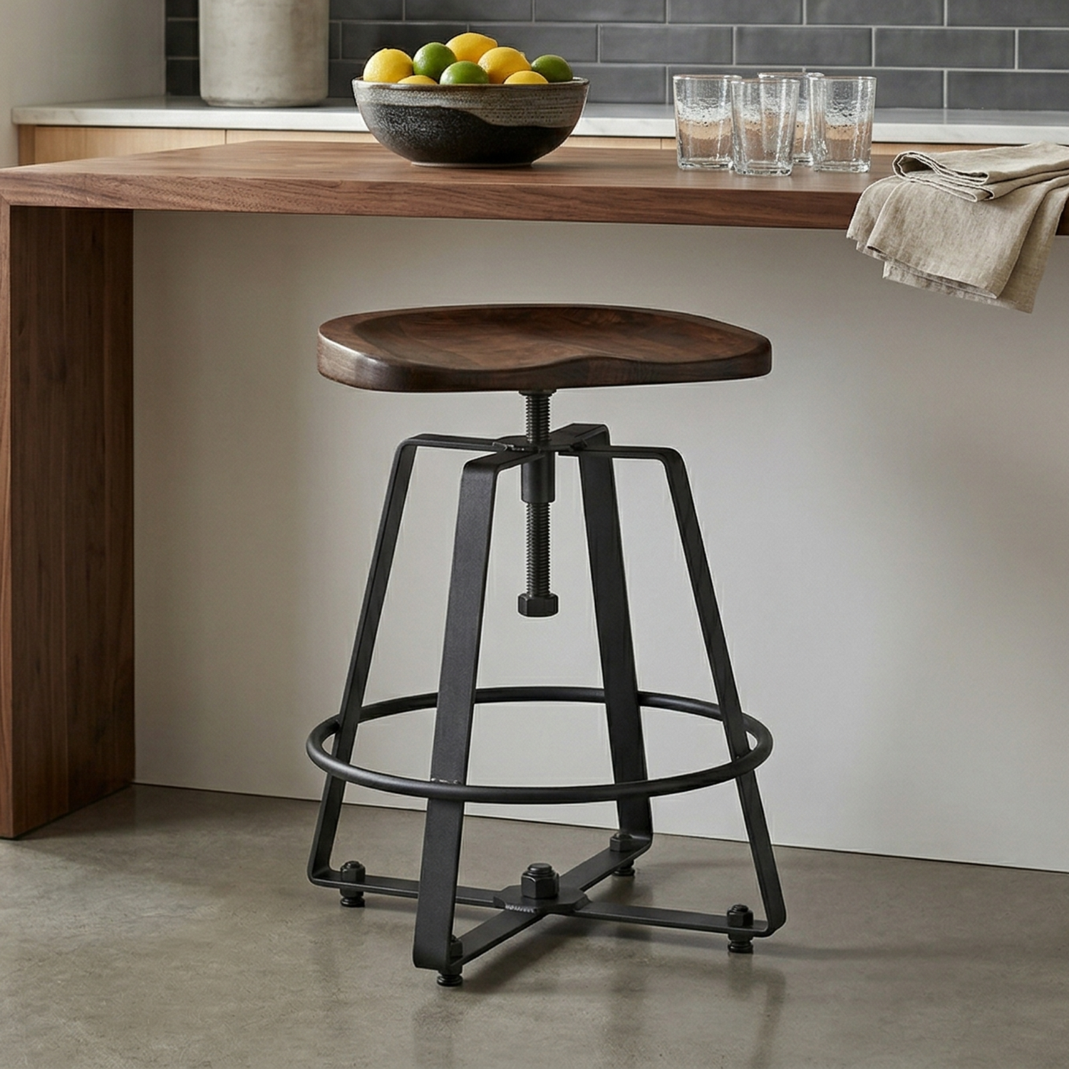 Hoosier Timbercraft Whitley Maple Backless Barstool