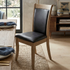 Hoosier Timbercraft Acadia Side Dining Chair in Almond Stain, Black Leather