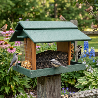 Stratton Field Poly Lumber Post-Mount Grand Station Bird Feeder with Screen Floor