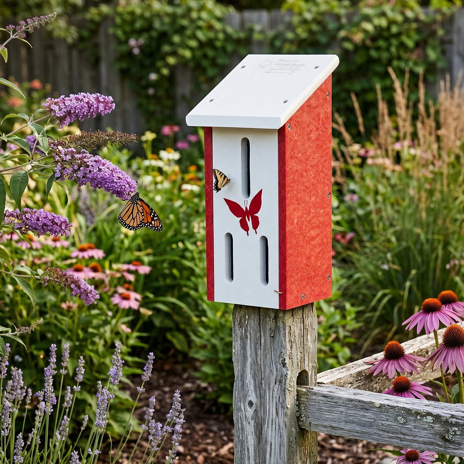 Stratton Field Poly Lumber Post or Wall-Mount Small Butterfly House