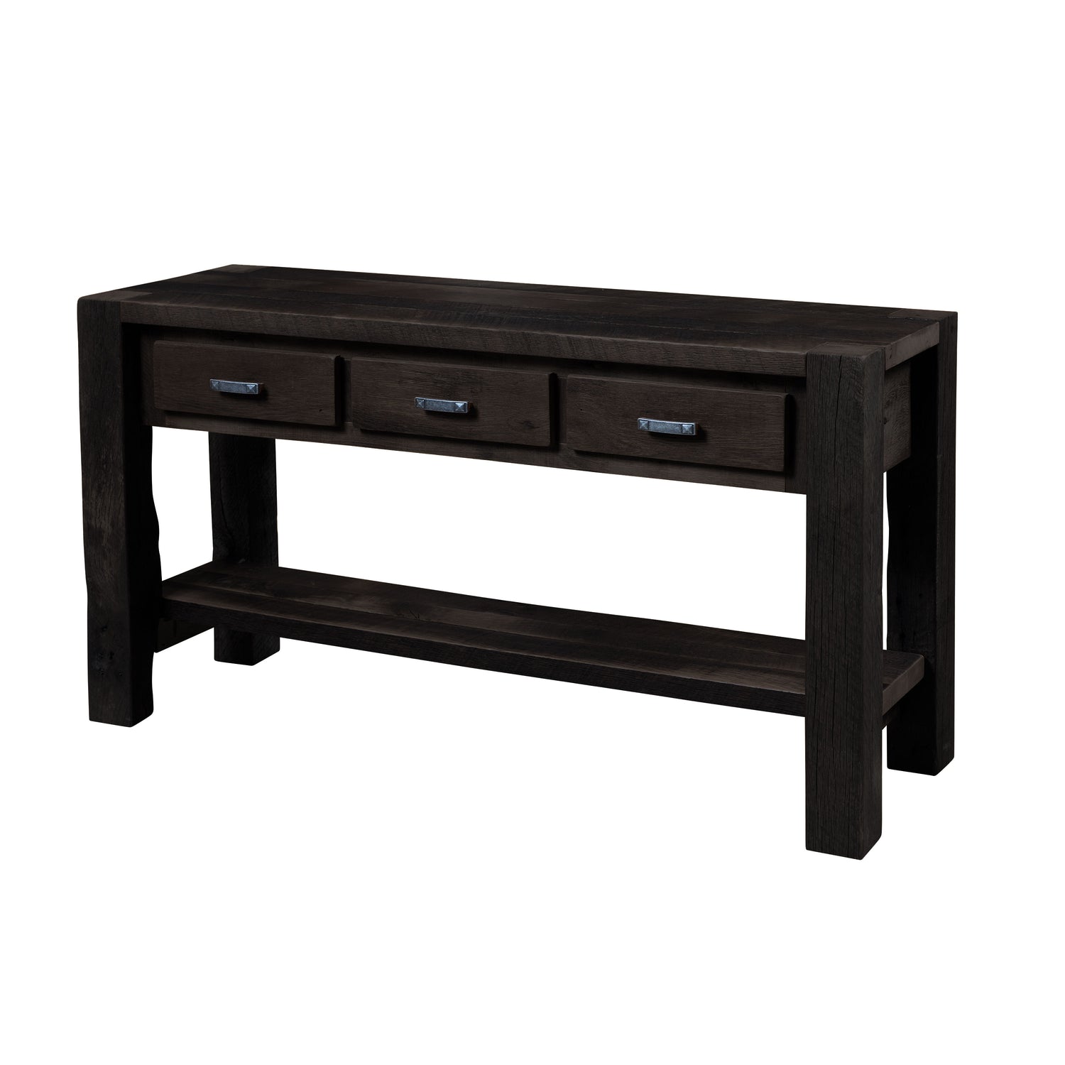 Legacy Estate Barnwood Roscoe Reclaimed Barnwood Timber Ridge 3-Door TV Console with Shelf