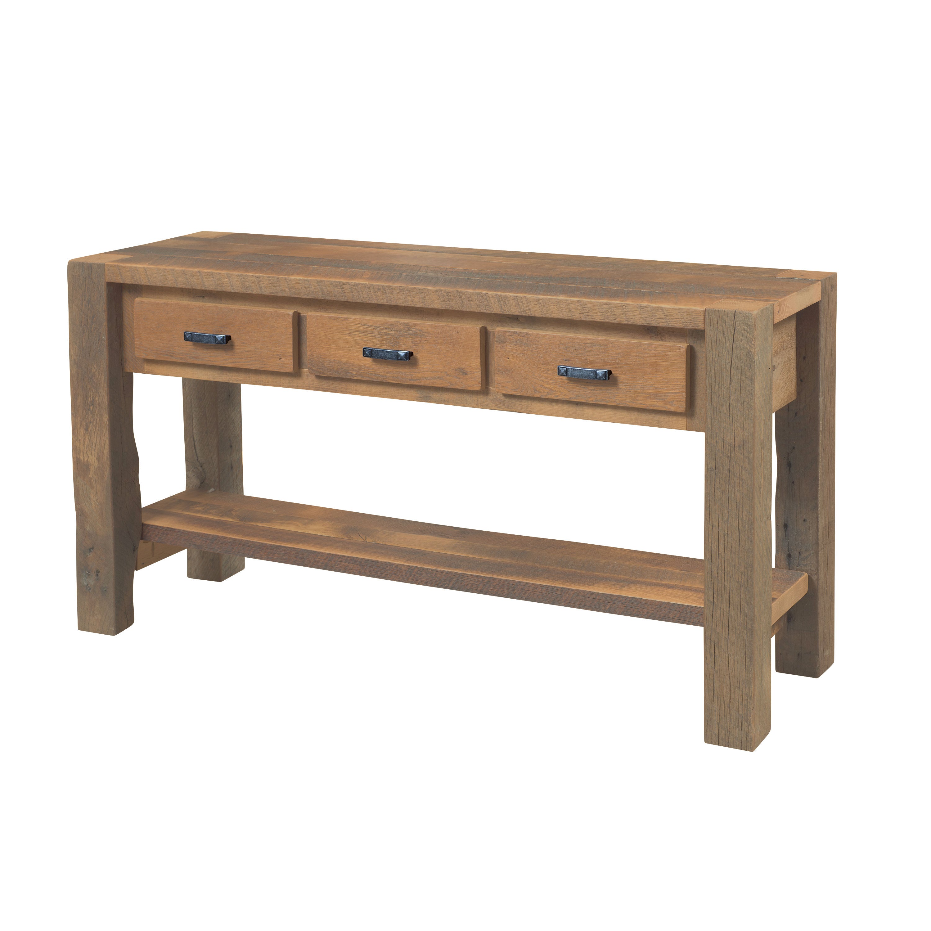 Legacy Estate Barnwood Roscoe Reclaimed Barnwood Timber Ridge 3-Door TV Console with Shelf