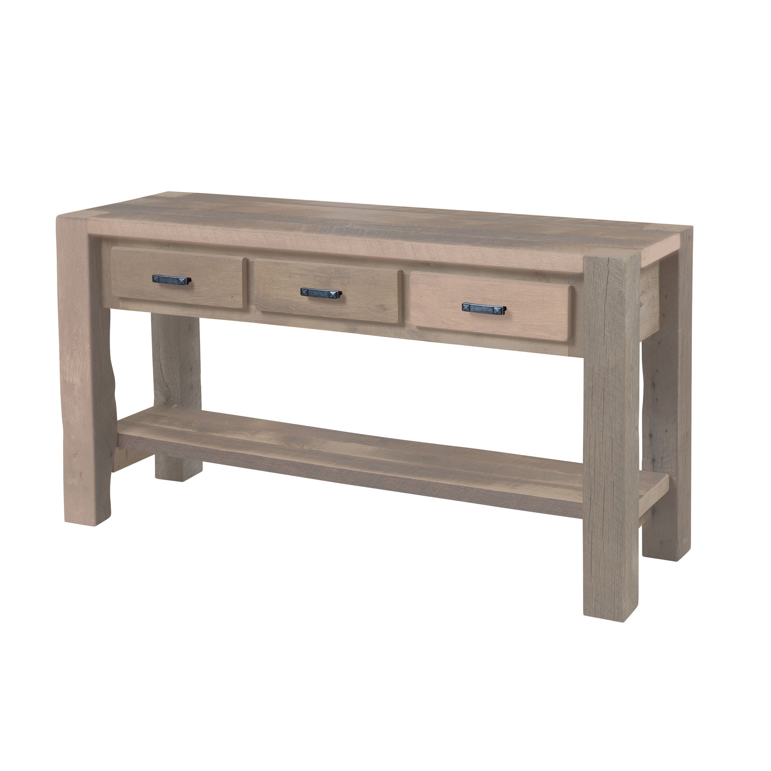 Legacy Estate Barnwood Roscoe Reclaimed Barnwood Timber Ridge 3-Door TV Console with Shelf
