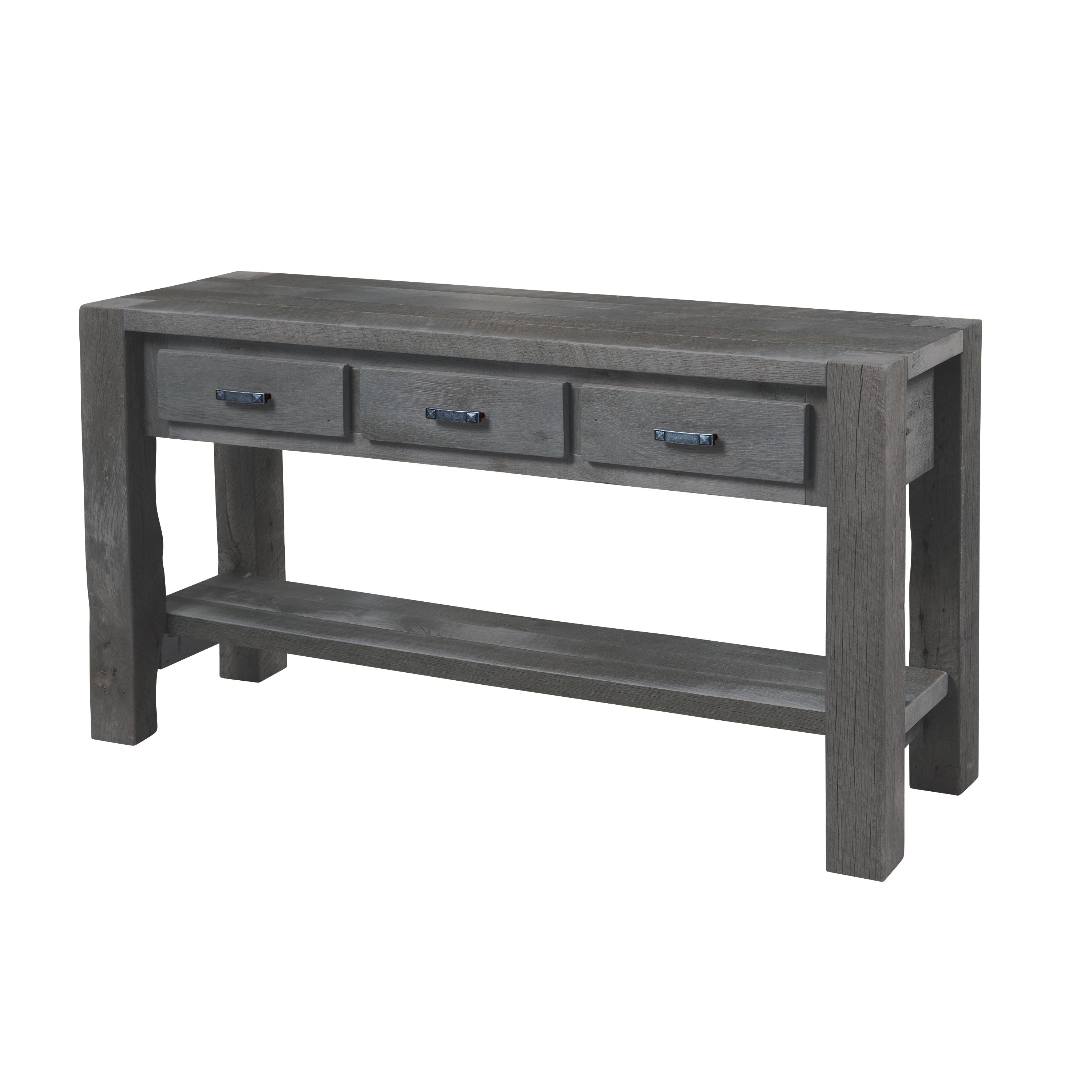Legacy Estate Barnwood Roscoe Reclaimed Barnwood Timber Ridge 3-Door TV Console with Shelf