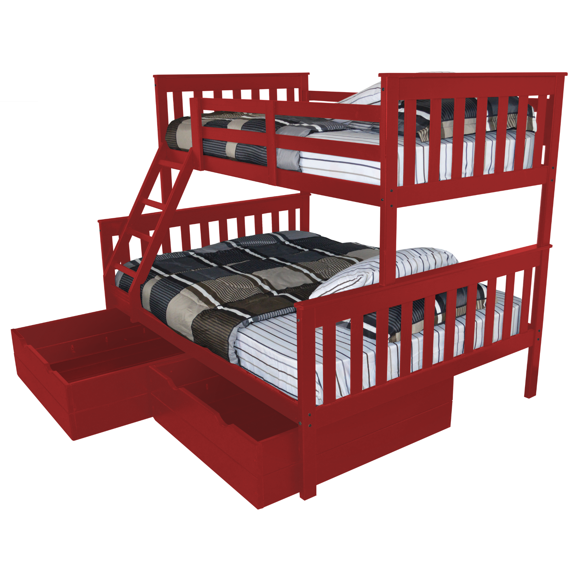 Versaloft Mission Amish Made Twin-Over-Full Bunk Bed Frame with 2-Piece Drawers