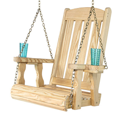 Amish Casual Heavy Duty Outdoor Wood Swing Chair in Unfinished Clearcoat