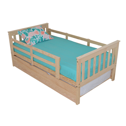 Versaloft Mission Amish Made Kids Bed Frame with Guardrails and Trundle Unit