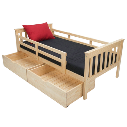 Versaloft Mission Amish Made Kids Bed Frame with Guardrails and 2-Piece Drawers