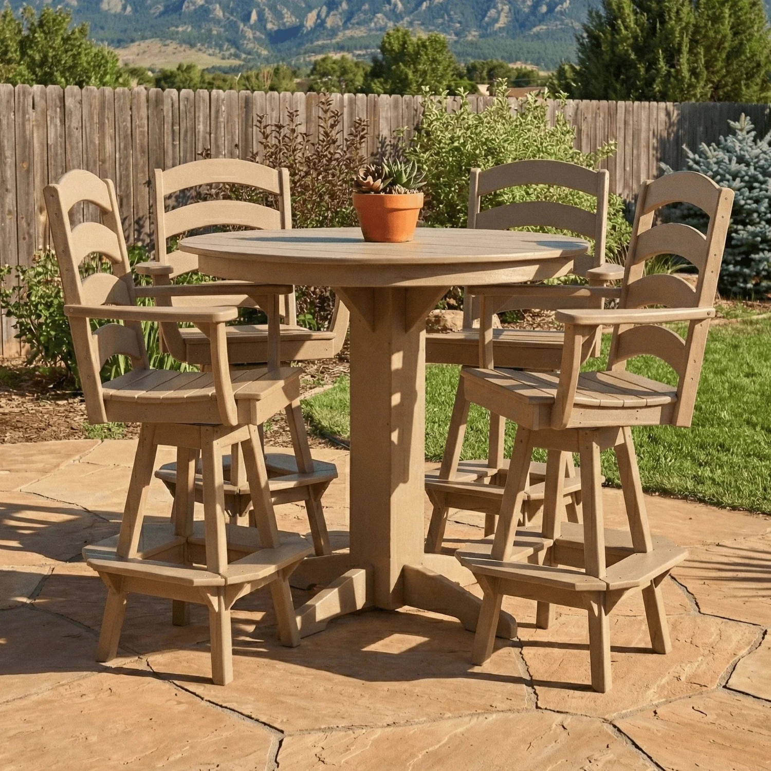 Keystone Amish Co. Josie 5-Piece Poly Bar Dining Set with Round Table