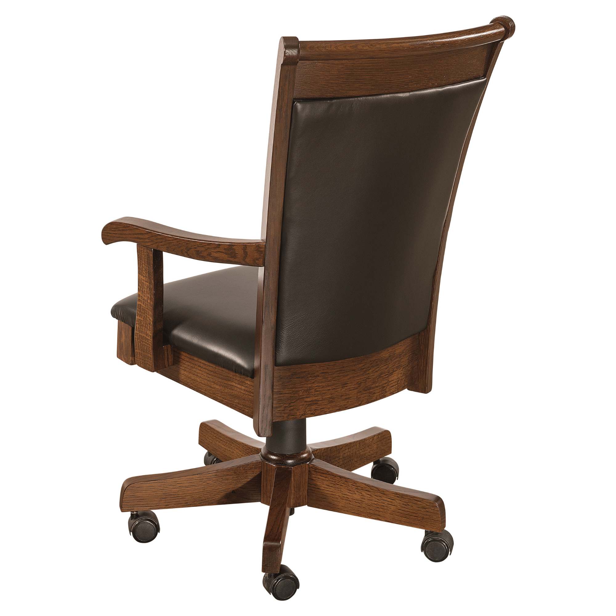 Hoosier Timbercraft Ashley Wood and Leather Rolling Office Chair