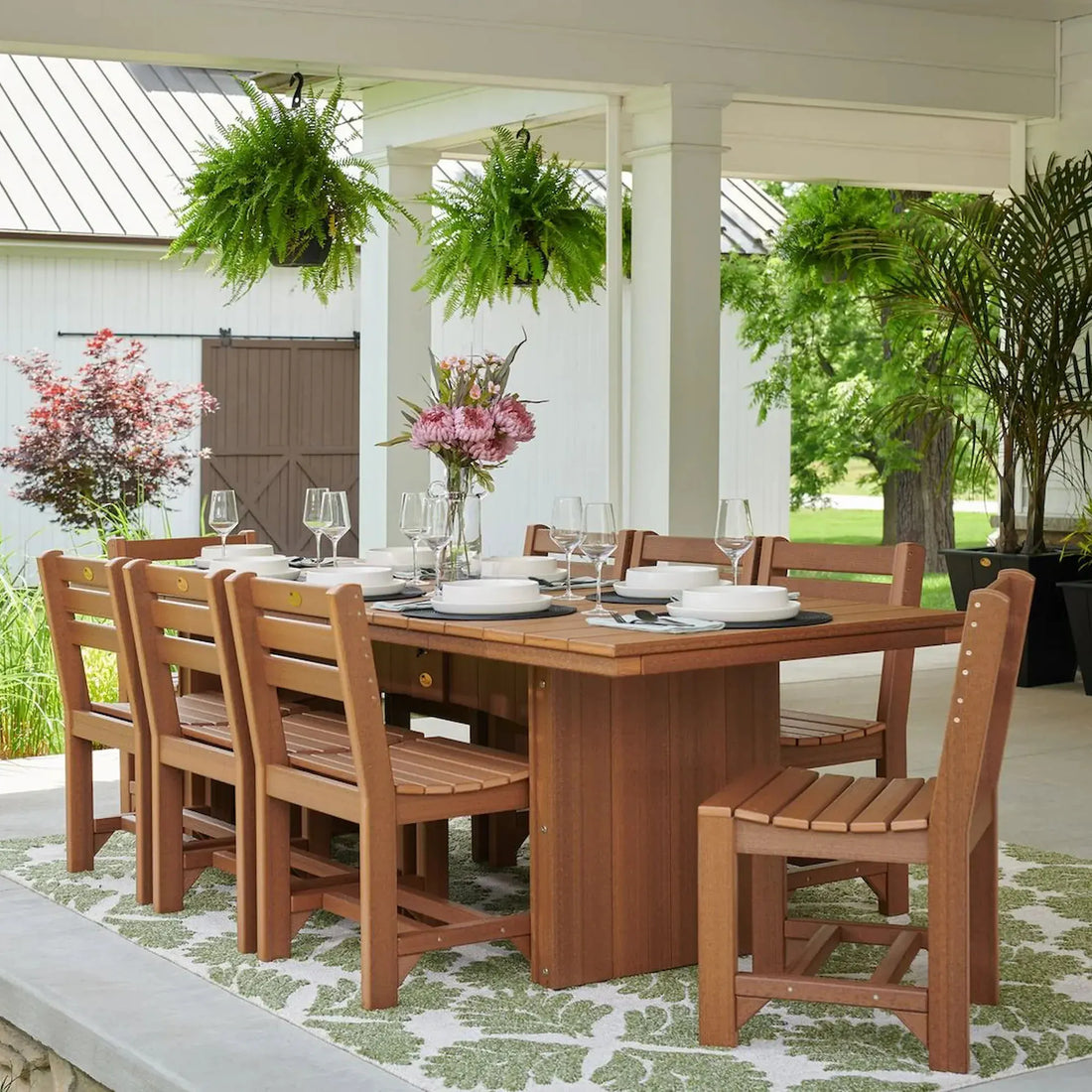 Luxcraft Urban 8-Person Rectangular Poly Dining Table &amp; Chair Set