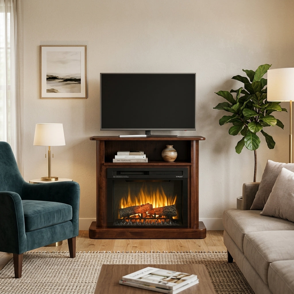 Hoosier Timbercraft Vista Fireplace in Brown Maple and Asbury Stain