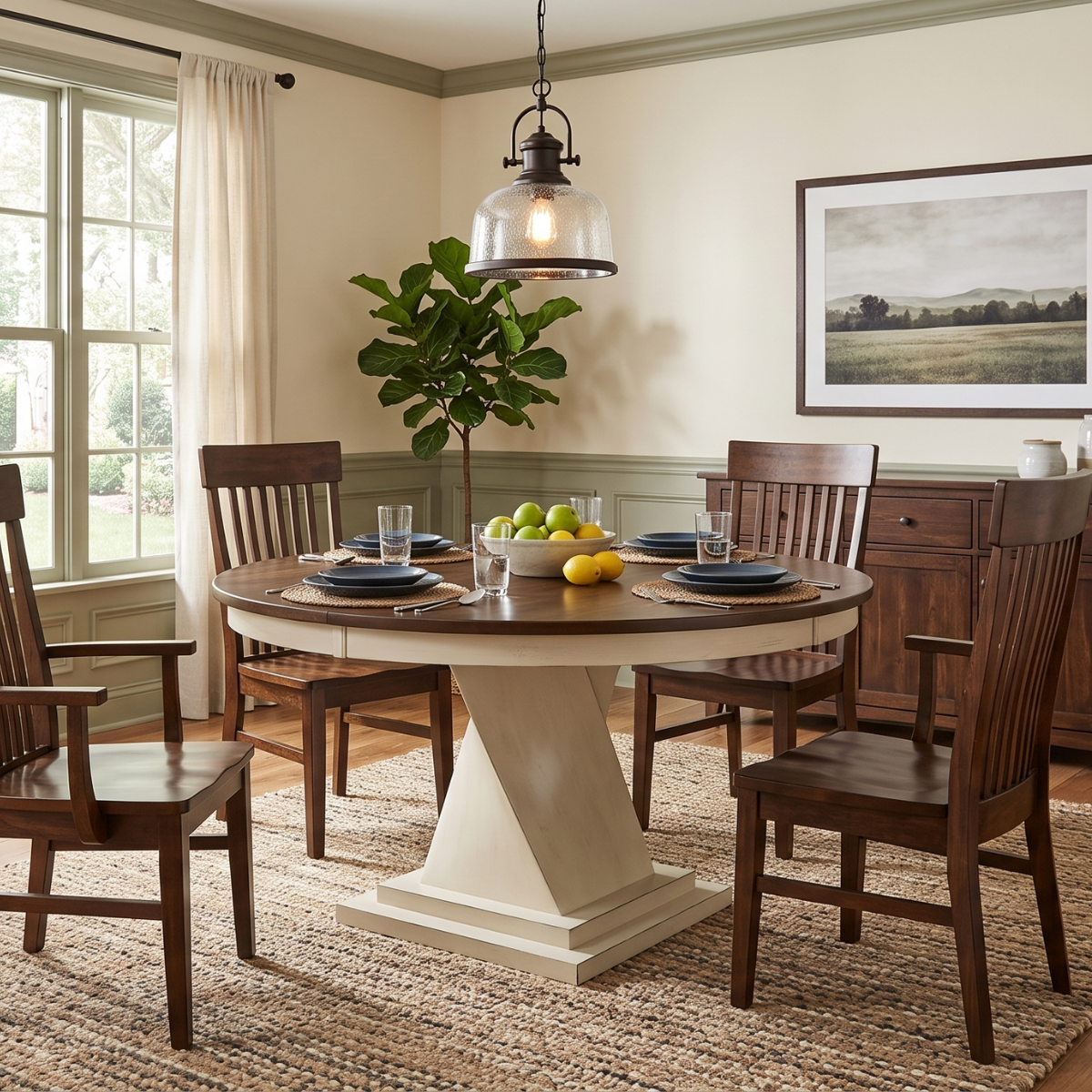 Hoosier Timbercraft Westfield Brown Maple Single Pedestal Dining Table