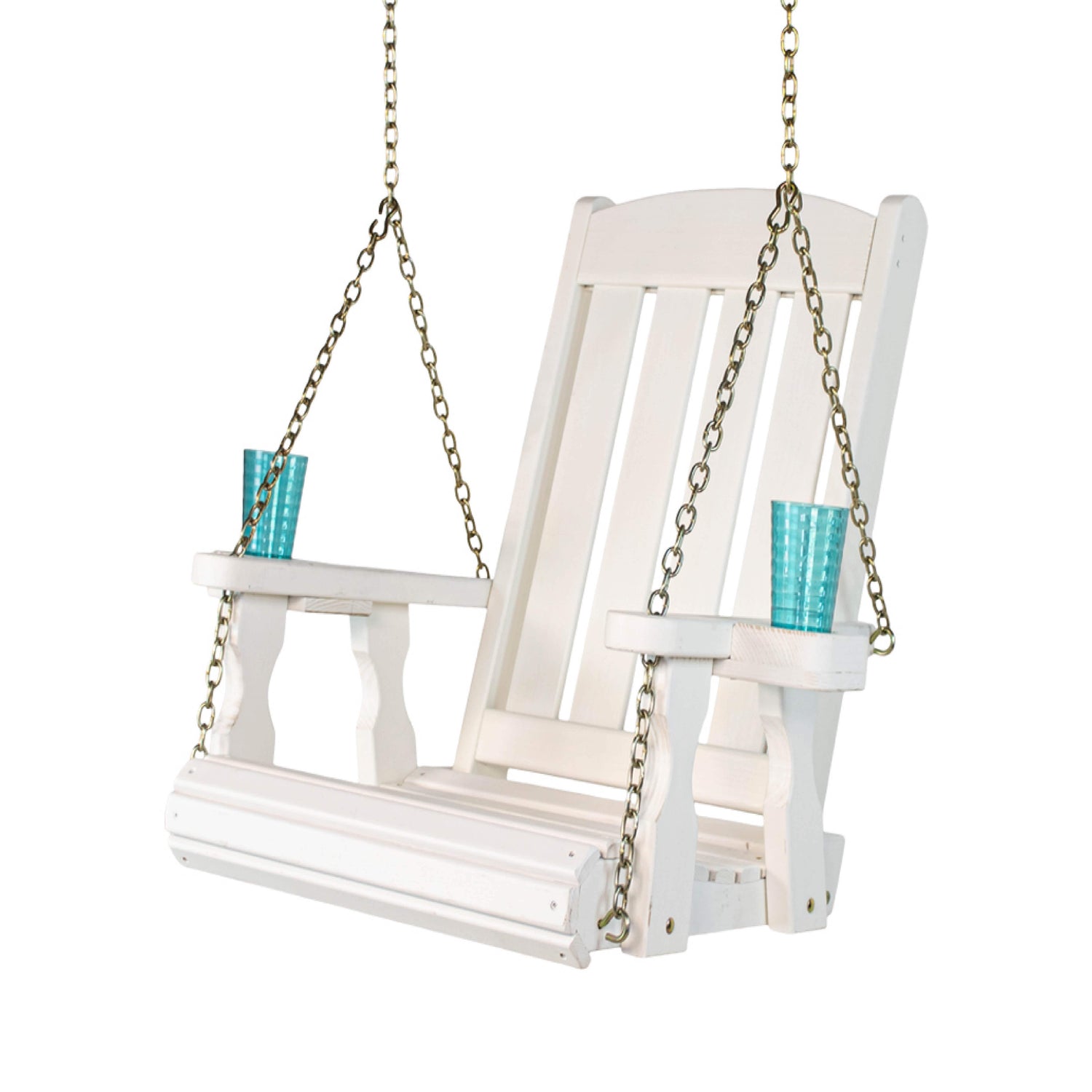 Amish Casual Heavy Duty Outdoor Wood Swing Chair in White Stain