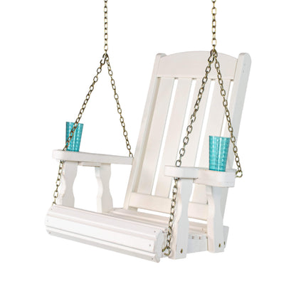 Amish Casual Heavy Duty Outdoor Wood Swing Chair in White Stain