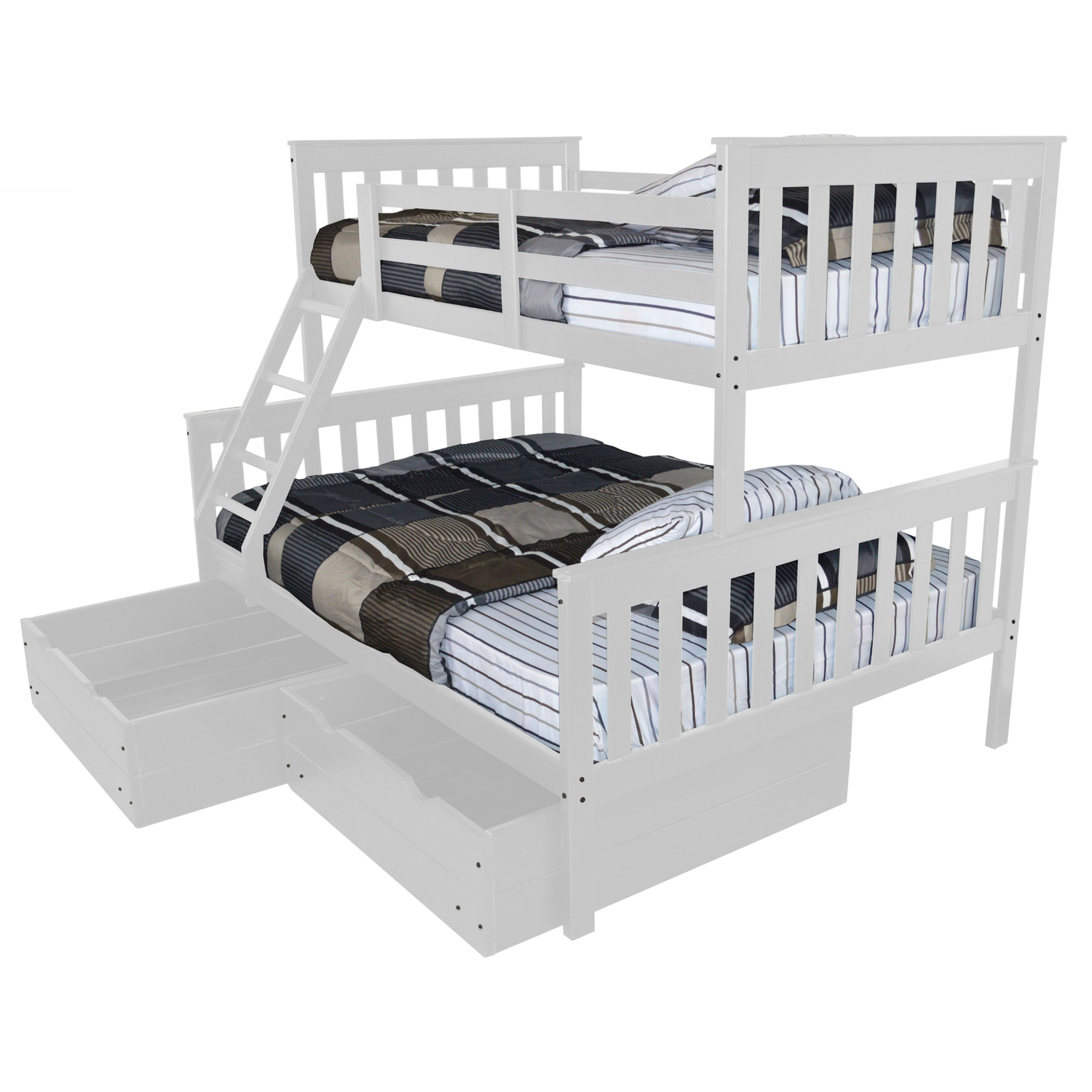Versaloft Mission Amish Made Twin-Over-Full Bunk Bed Frame with 2-Piece Drawers