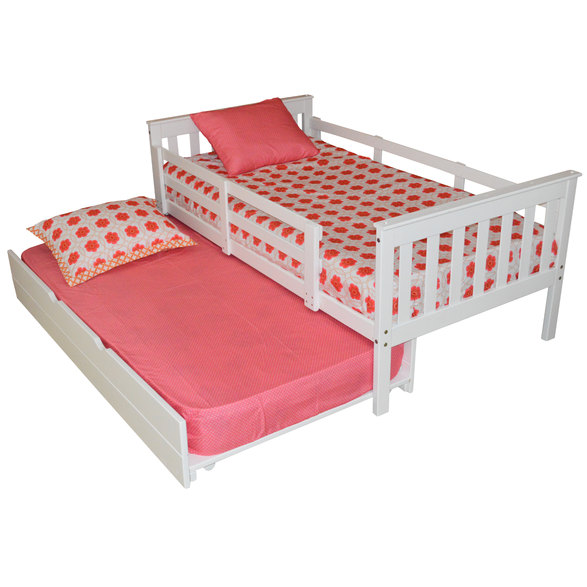 Versaloft Mission Amish Made Kids Bed Frame with Guardrails and Trundle Unit