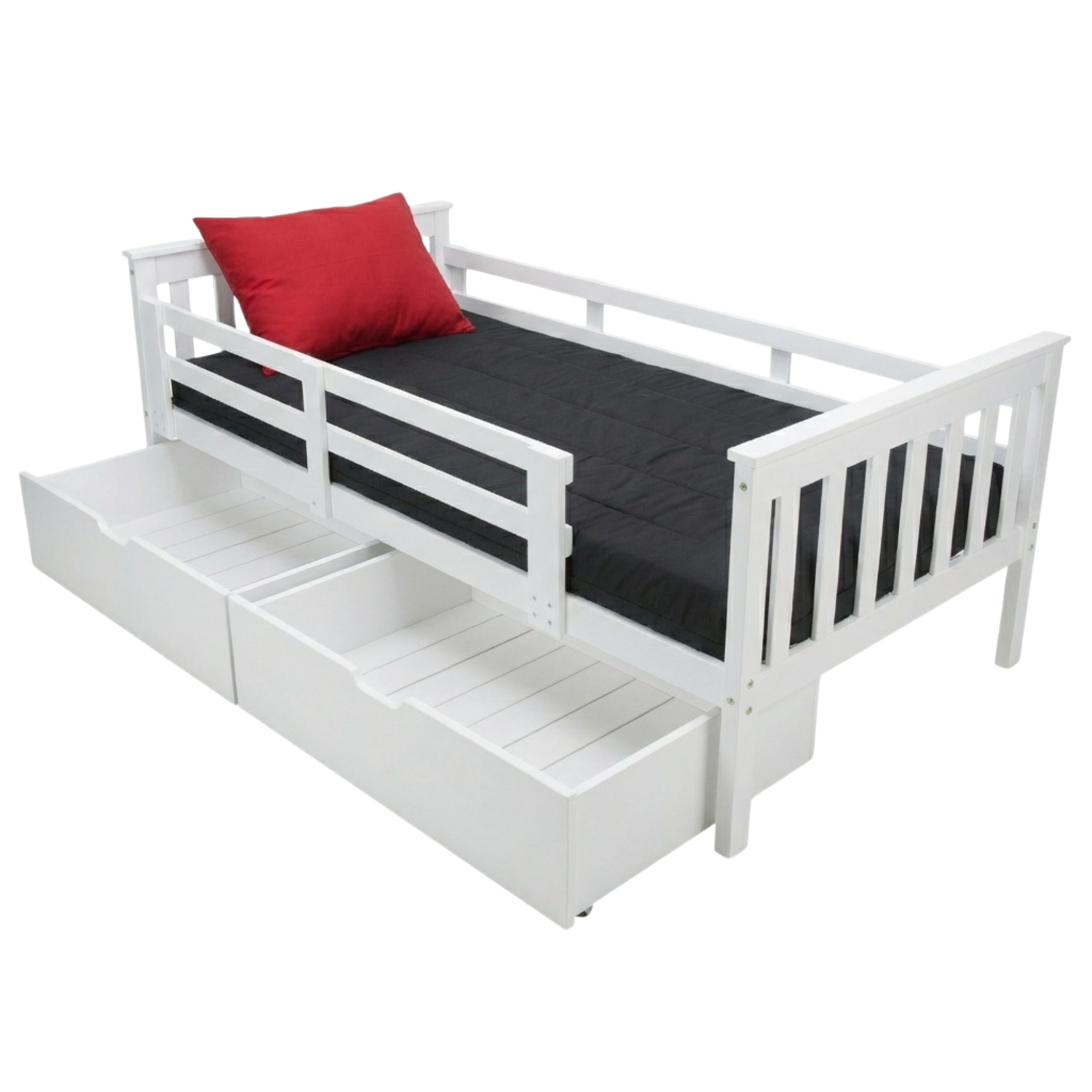 Versaloft Mission Amish Made Kids Bed Frame with Guardrails and 2-Piece Drawers