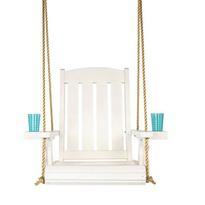 Amish Casual Heavy Duty Outdoor Wood Swing Chair in White Stain