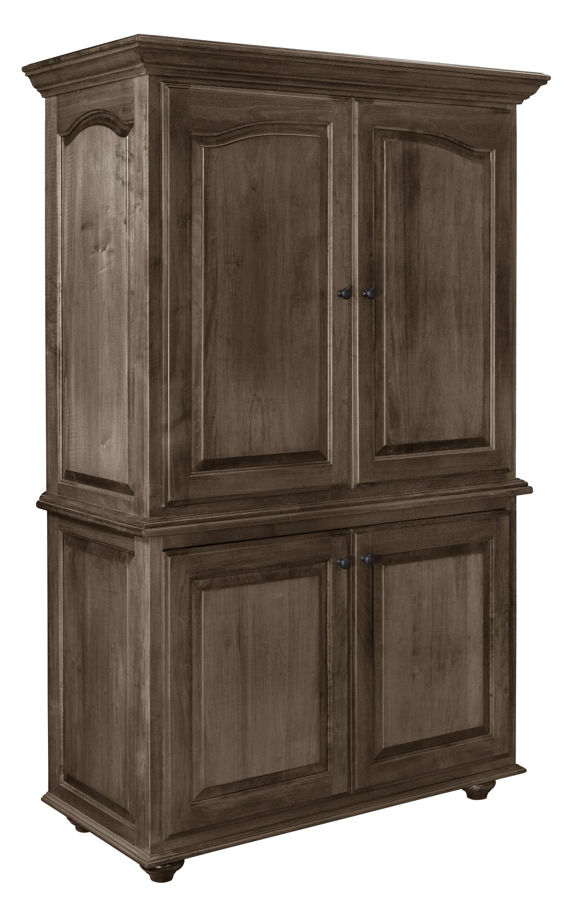 Whitfield Wine Cabinet with Wine Chiller in brown maple with Driftwood stain, shown closed