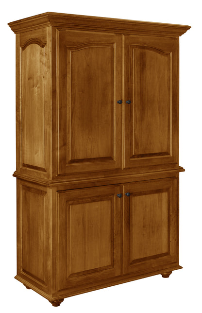 Whitfield Wine Cabinet with Wine Chiller in brown maple with Golden Pecan stain, shown closed