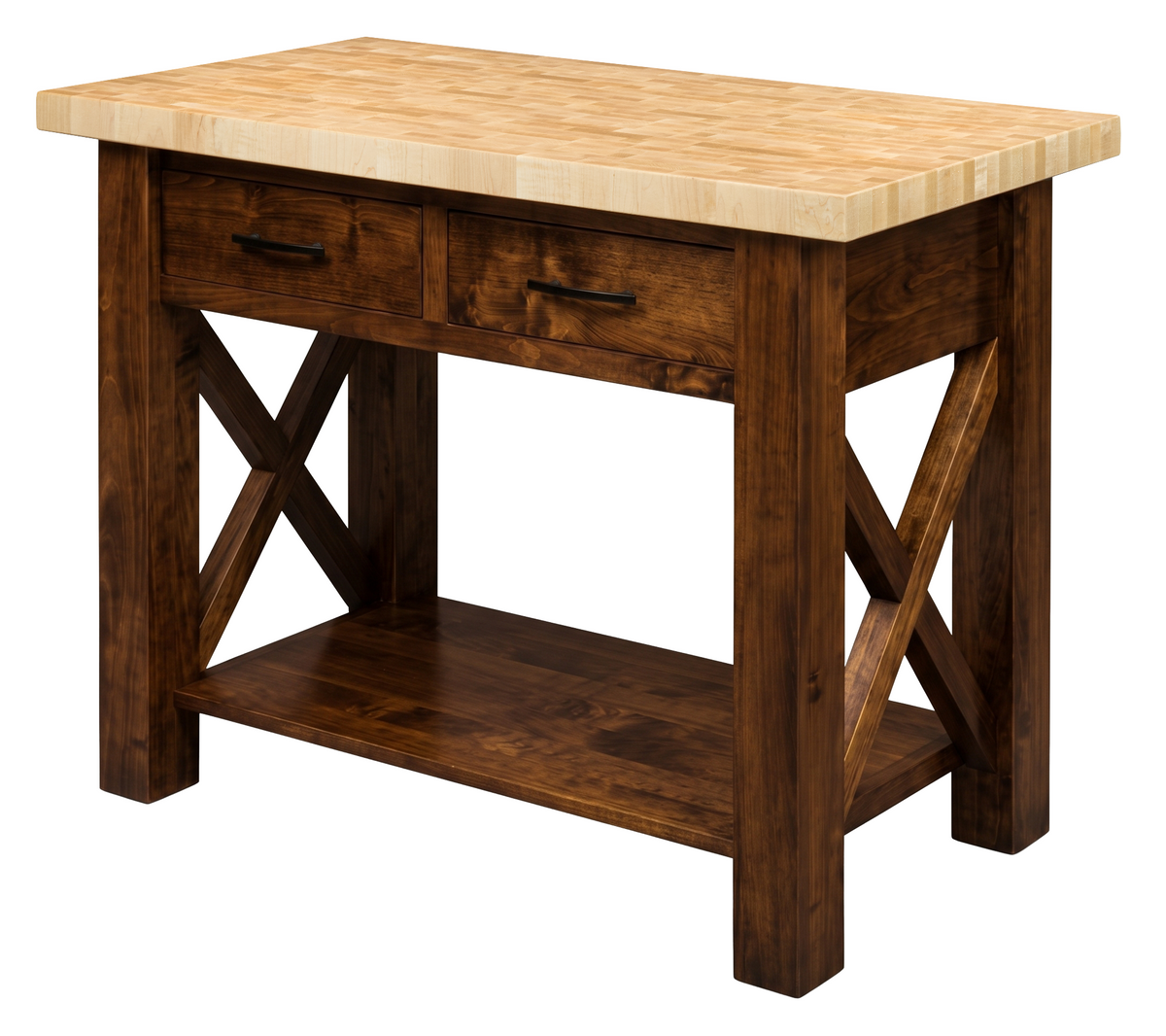 Hoosier Timbercraft Winslow Butcher Block Brown Maple Kitchen Island in Asbury