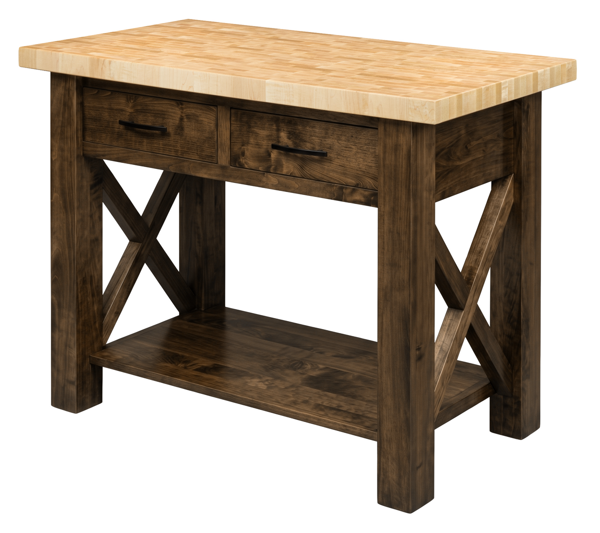 Hoosier Timbercraft Winslow Butcher Block Brown Maple Kitchen Island in Charwood