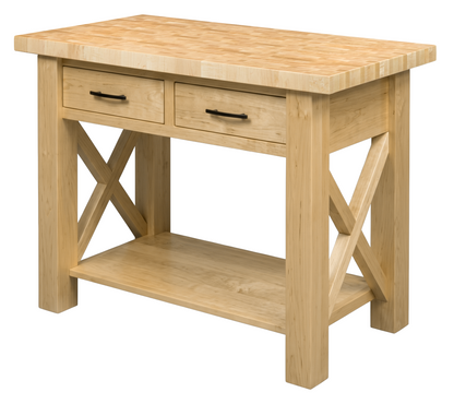Hoosier Timbercraft Winslow Butcher Block Brown Maple Kitchen Island in Granola