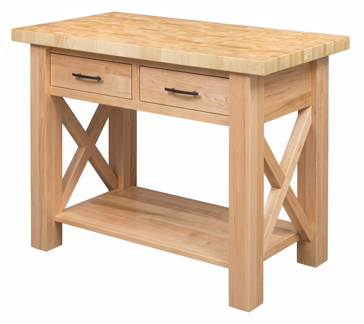 Hoosier Timbercraft Winslow Butcher Block Brown Maple Kitchen Island in Natural