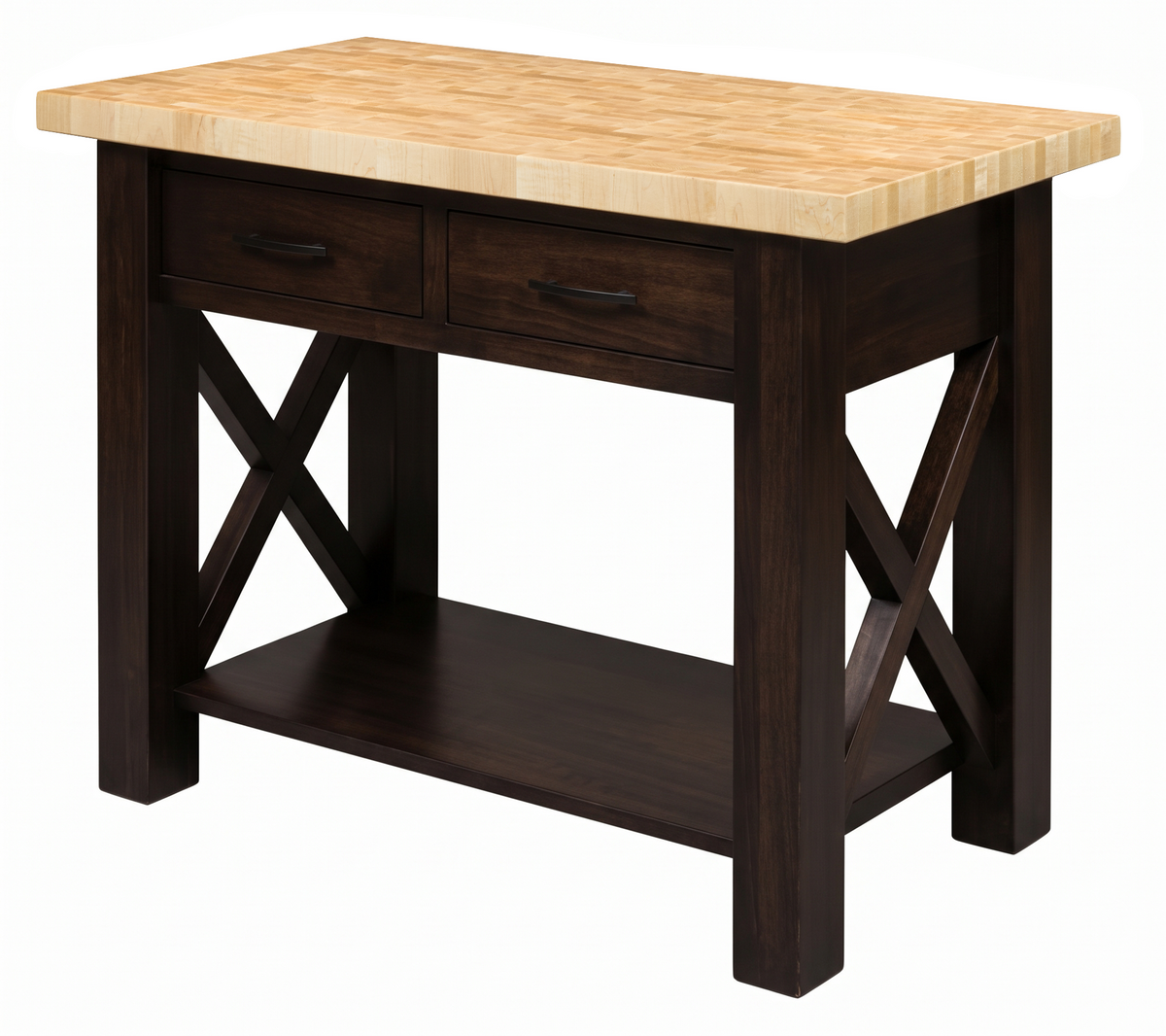 Hoosier Timbercraft Winslow Butcher Block Brown Maple Kitchen Island in Onyx