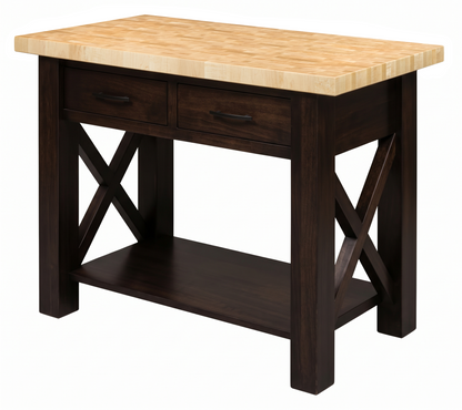 Hoosier Timbercraft Winslow Butcher Block Brown Maple Kitchen Island in Onyx