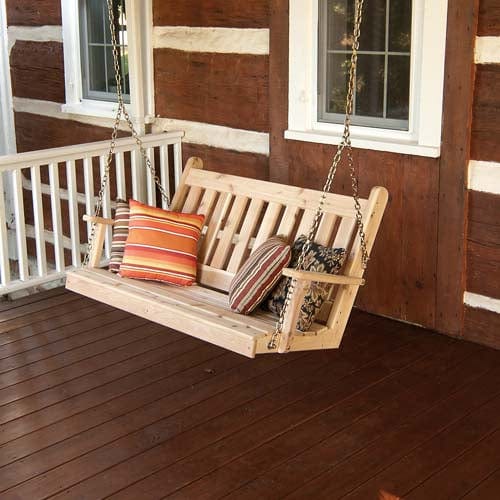 Keystone Amish Co. 4 Foot Franklin Red Cedar Porch Swing with Cup Holders
