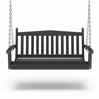 SimplyPoly 5 Foot Amish Made Mission Recycled Plastic Porch Swing, Birchwood Wood Grain