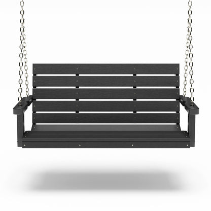 SimplyPoly 5 Foot Amish Made Signature Recycled Plastic Porch Swing, Black