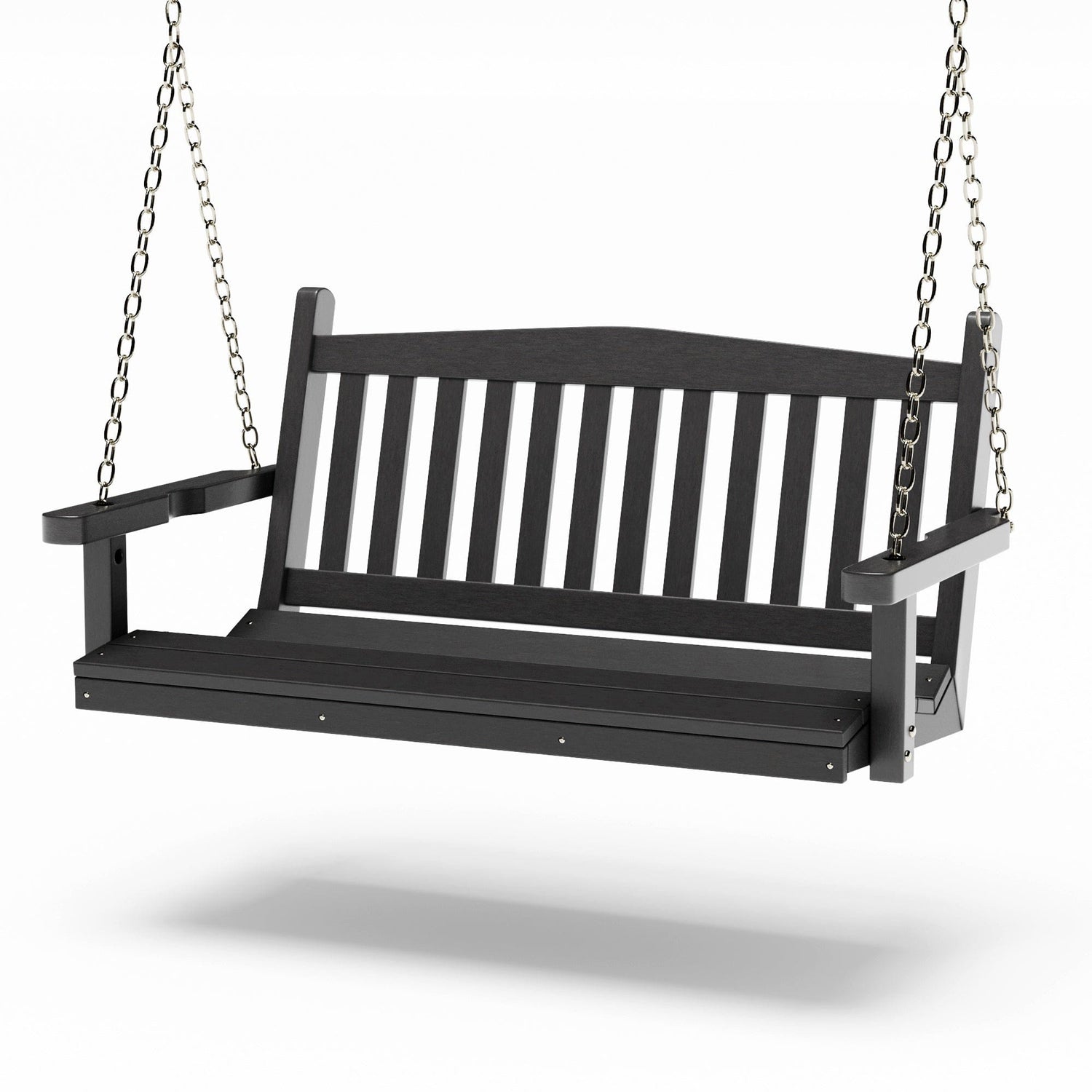 SimplyPoly 4 Foot Amish Made Mission Recycled Plastic Porch Swing, Birchwood Wood Grain