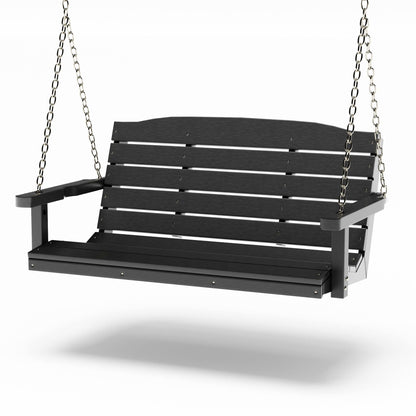 SimplyPoly 5 Foot Amish Made Classic Recycled Plastic Porch Swing, Weathered Wood
