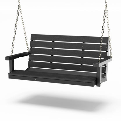SimplyPoly 4 Foot Amish Made Signature Recycled Plastic Porch Swing, Driftwood Grey Wood Grain