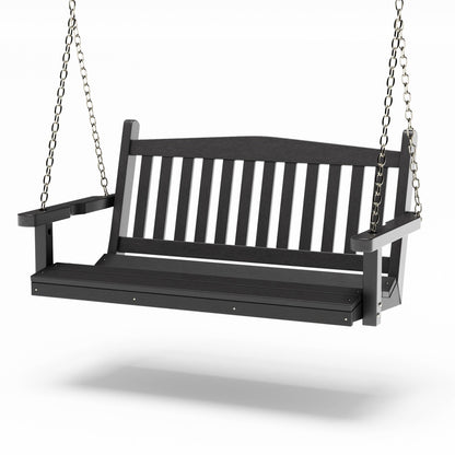SimplyPoly 4 Foot Amish Made Mission Recycled Plastic Porch Swing, Bright White