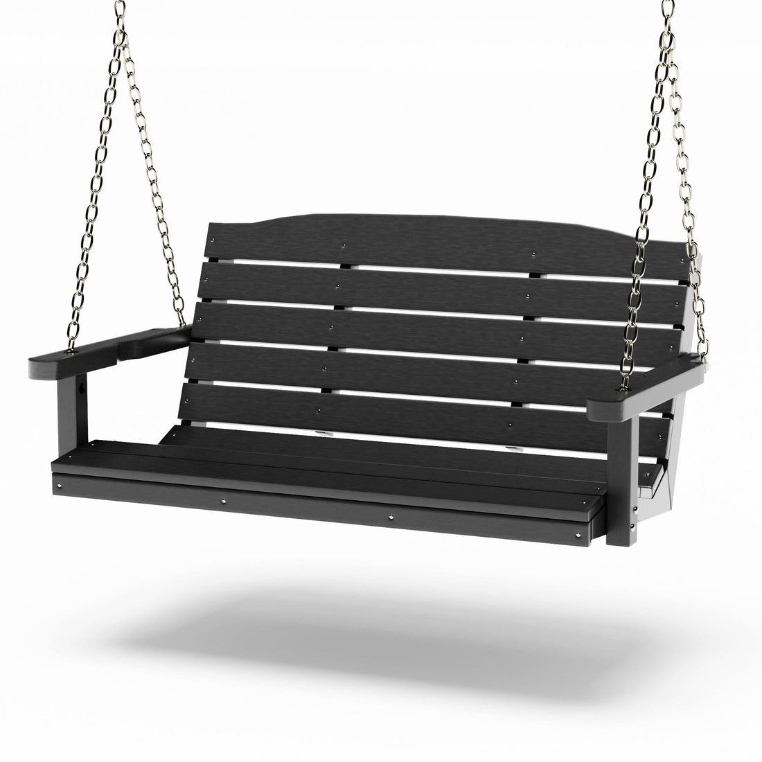 SimplyPoly 4 Foot Amish Made Classic Recycled Plastic Porch Swing, Black
