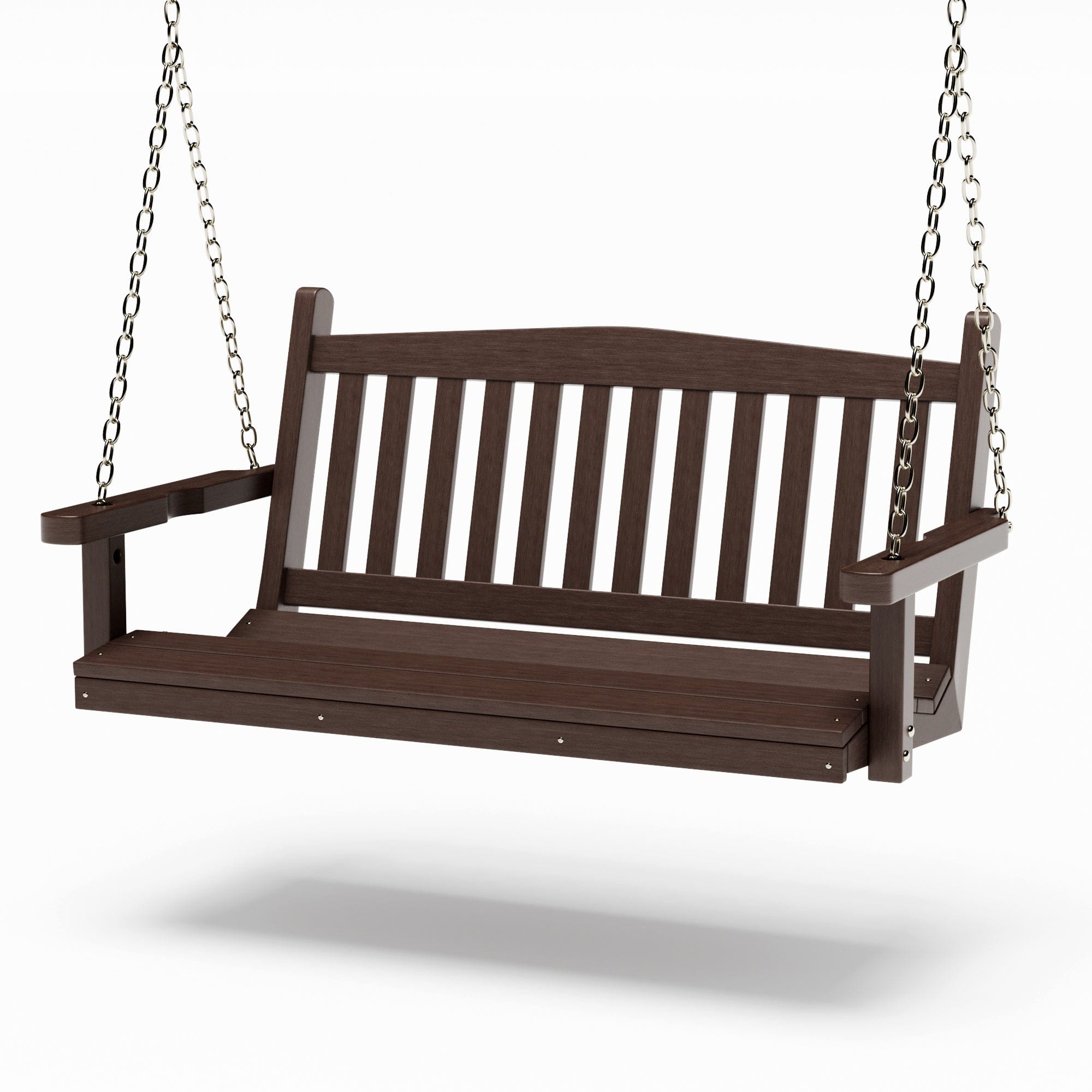 SimplyPoly 4 Foot Amish Made Mission Recycled Plastic Porch Swing, Weathered Wood